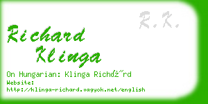 richard klinga business card
